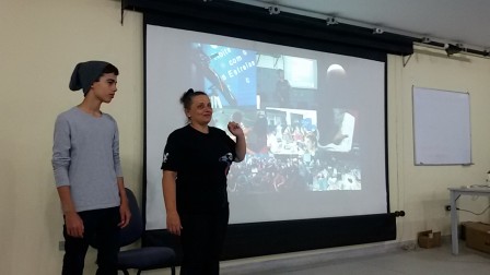 Aluno Guilherme Leite com professora Sibele Schimidtt