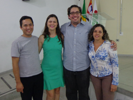Lucas Conelian com professores Marcelo Hatugai, Jaqueline e Marta