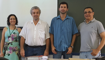 Nelson com professores Natália, Ricardo Plaza e Luis Américo