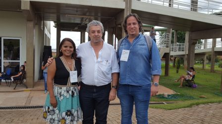 Pró-Reitora de Pesquisa Elaine Bueno com professores Ricardo Plaza e Paulo Aguiar