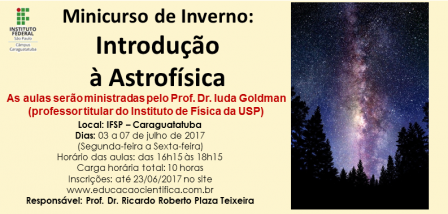 Cartaz de divulgação do Minicurso de Inverno de Introdução à Astrofísica do IFSP-Caraguatatuba