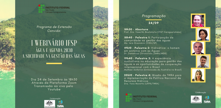 Programação do I Webinário IFSP Água e Agenda 2030 & Participação da Sociedade na Gestão das Águas