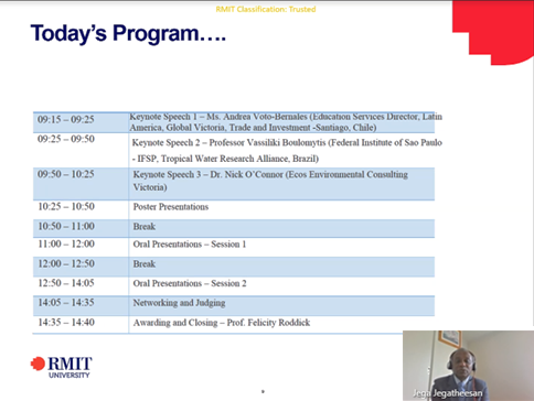 Abertura do evento pelo Prof. Dr. Prof. Dr. Veeriah Jegatheesan do RMIT