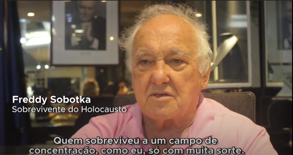 Foto: Cena do vídeo “‘Nasci várias vezes’ – sobreviventes do Holocausto contam suas histórias”