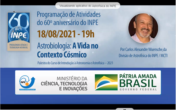 Imagem 7 - Palestra do professor Carlos Alexandre Wuensche sobre Astrobiologia