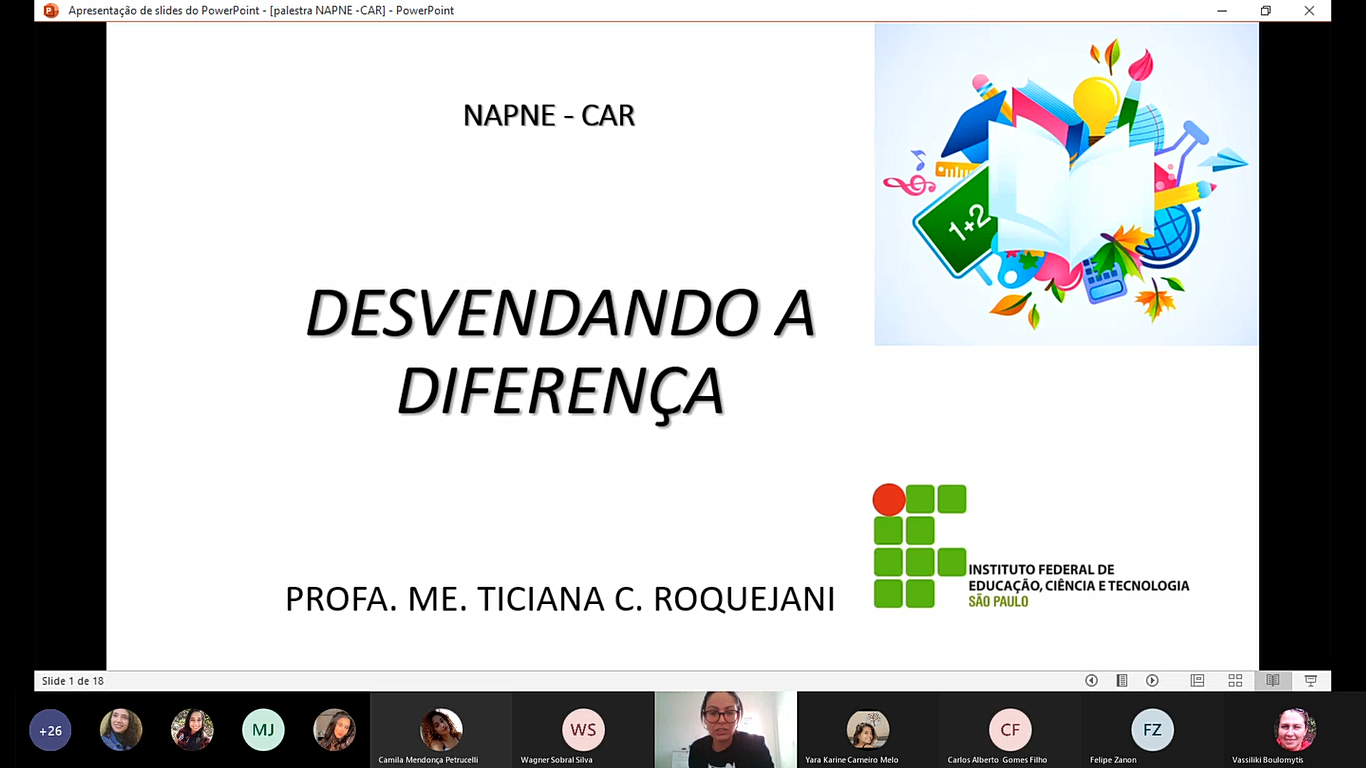 Figura 2. Apresentação da Profª. Ticiana sobre a diferença e a deficiência.