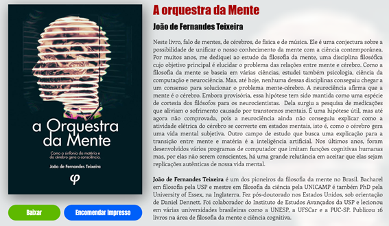 Imagem 6 - Site com informações sobre o livro A Orquestra da Mente