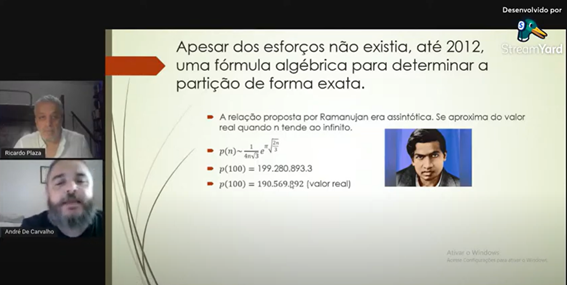 Imagem 3 – Slide em que o matemático Ramanujan é citado