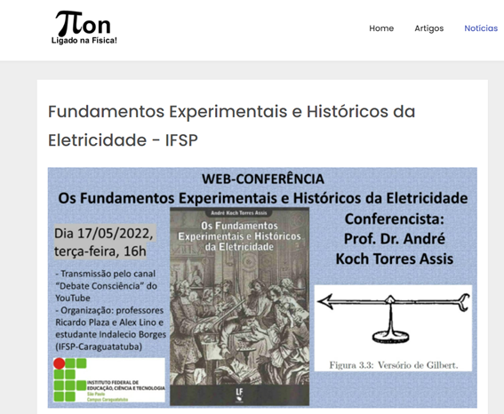 Imagem 6 – Divulgação da webconferência do professor André pelo Portal Píon