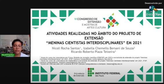 Imagem 4 – Trabalho apresentado sobre projeto fomentado pelo edital 495