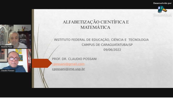 Imagem 3 – Slide inicial da apresentação do professor Claudio Possani