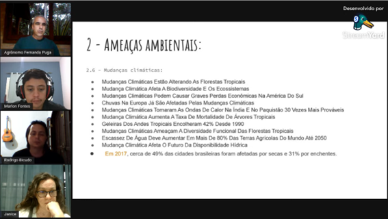 Imagem 4 – Slide sobre ameaças ambientais e mudanças climáticas