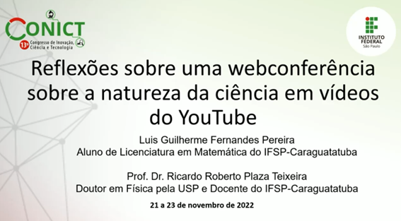 Imagem 7 – Slide inicial da apresentação de Luis Guilherme gravada em vídeo