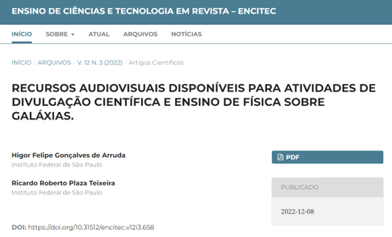 Imagem 2 – Início do artigo publicado no site da ENCITEC