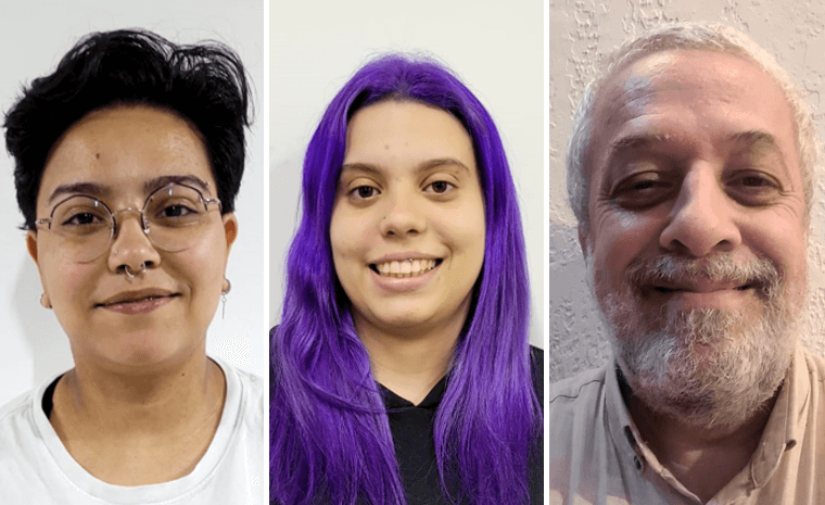 Imagem 1 – Nicoli Santos, Izabella Chemello e professor Ricardo Plaza