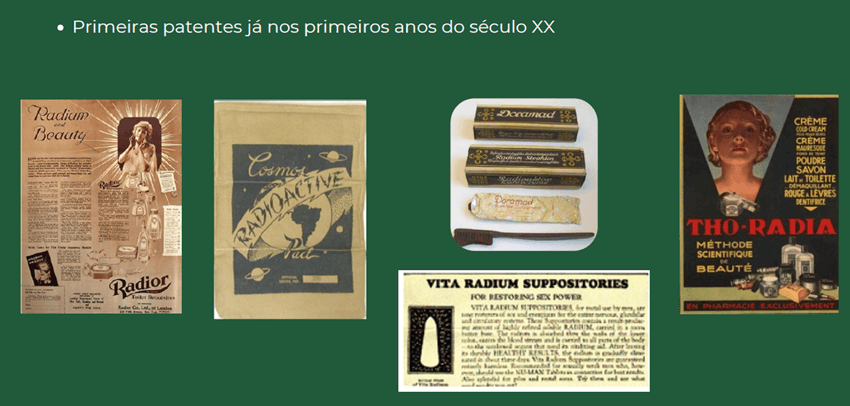 Imagem 5 – Exemplos de peças publicitárias de produtos com materiais radioativos