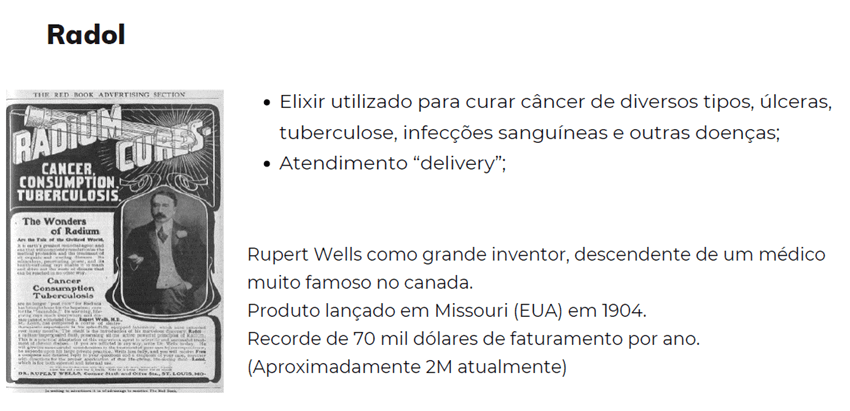 Imagem 6 – Elixir com material radioativo que era indicado para curar diversas doenças