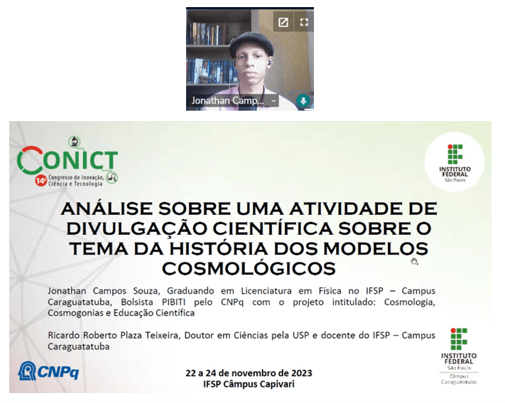 Imagem 6 – Jonathan Campos Souza e sua apresentação no CONICT