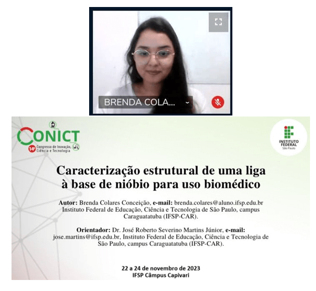 Imagem 7 – Brenda Colares Conceição e sua apresentação no CONICT