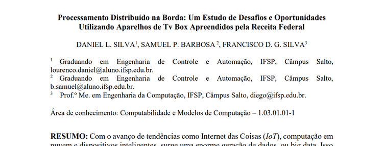 Imagem 9 – Trabalho do Daniel Lourenço da Silva apresentado no SICLN