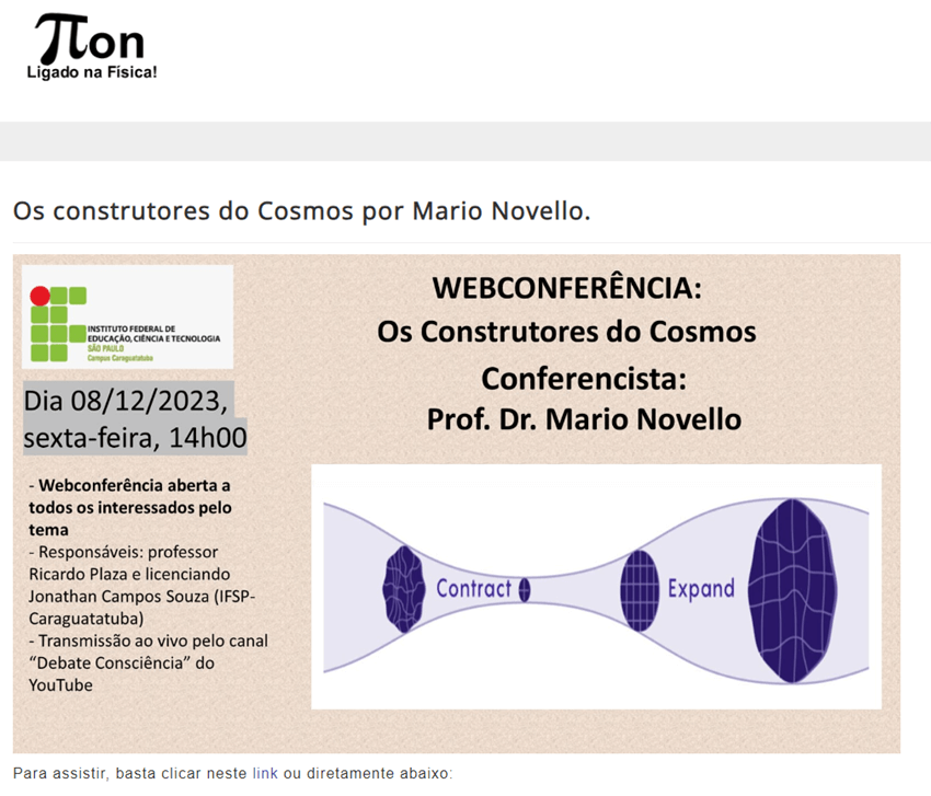 Imagem 5 – Divulgação feita pelo Portal Pion sobre esta webconferência