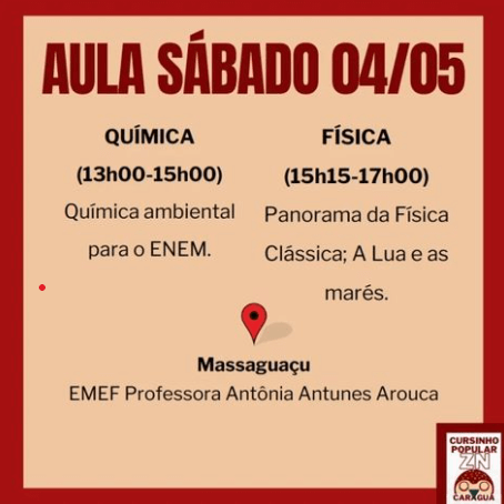 Imagem 3 – Imagem de divulgação das aulas do dia 4 de maio de 2024