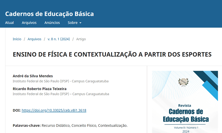 Imagem 2 – Artigo publicado no site dos Cadernos de Educação Básica