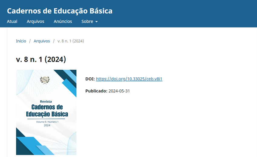 Imagem 3 – Imagem do site dos Cadernos de Educação Básica em junho de 2024