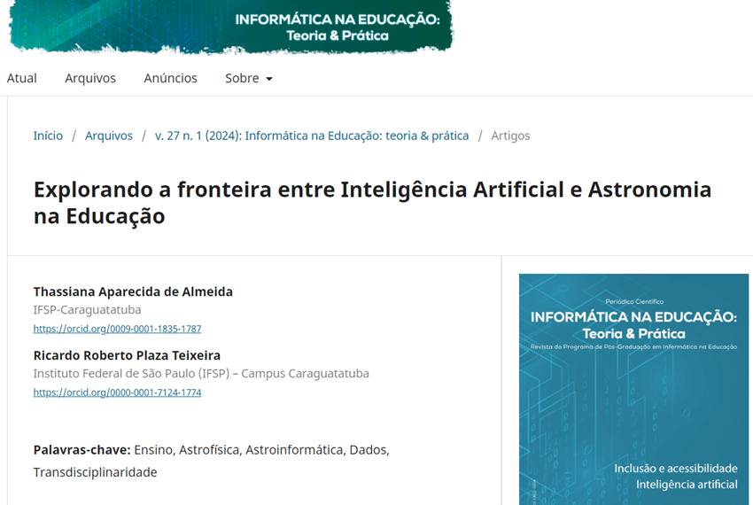 Imagem 2 – Artigo publicado no site da revista “Informática na Educação: Teoria & Prática”