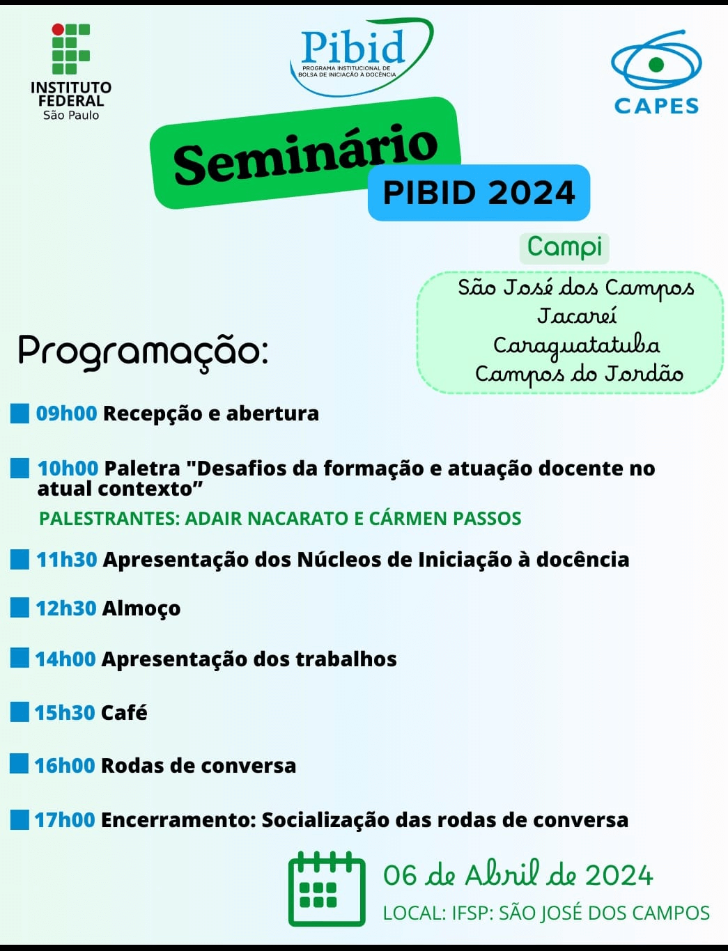 Foto 1 - programação do evento
