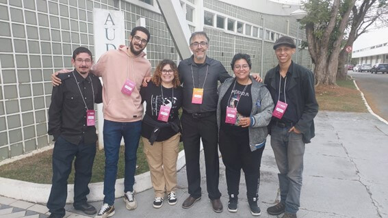 Imagem 8 – Professor Rafael Brock, Thomas, Leticia, professor César Lenzi, Nicoli e Jonathan