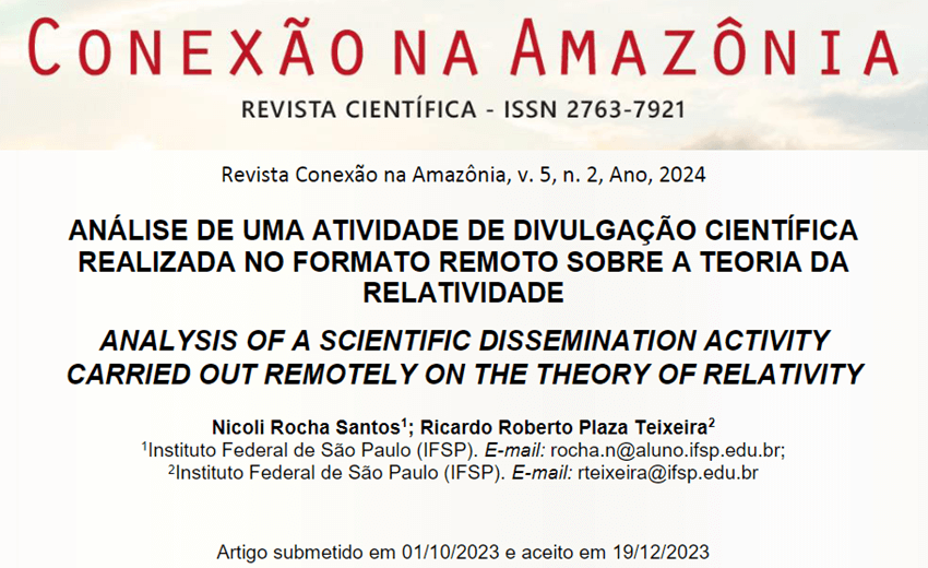 Imagem 2 – Início do artigo publicado na Revista Conexão na Amazônia