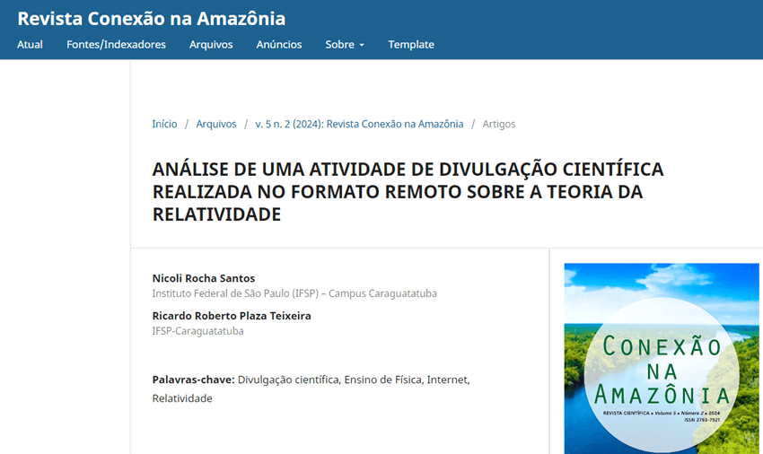 Imagem 3 – Artigo no site da revista Conexão na Amazônia