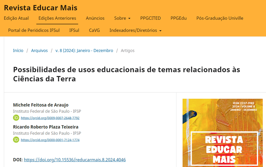 Imagem 2 – Artigo publicado no site da Revista Educar Mais