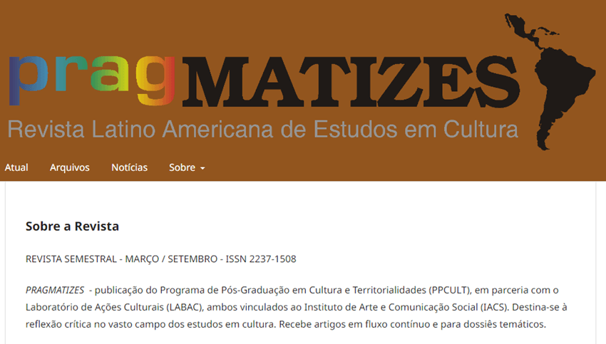 Imagem 3 – Imagem do site da Revista PragMATIZES em 2024