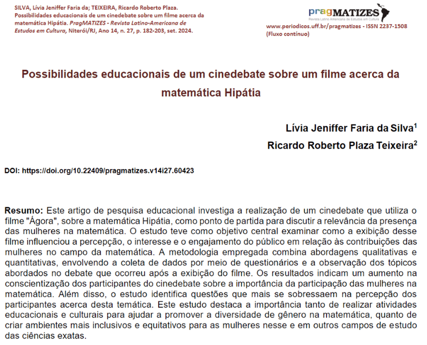 Imagem 4 – Início do artigo publicado no site da Revista PragMATIZES