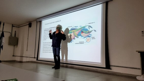 Imagem 11 – Slide sobre o alto grau de gordura do leite das baleias