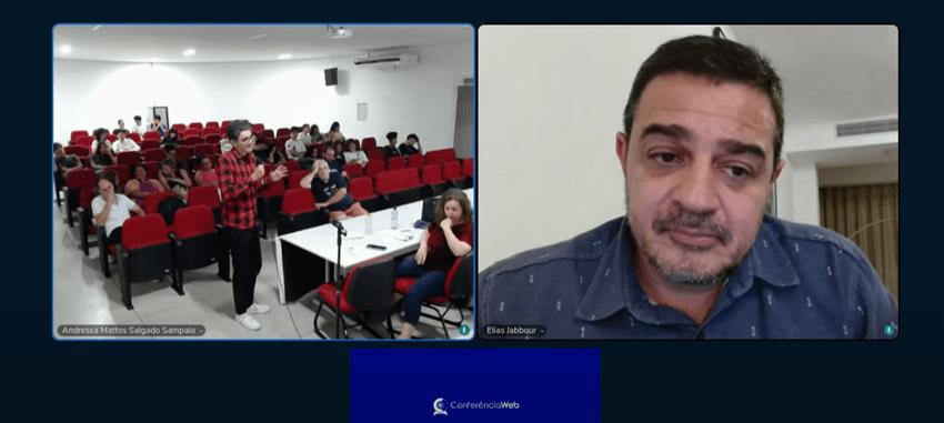 Imagem 4 – Pergunta sendo feita para o professor Elias Jabbour