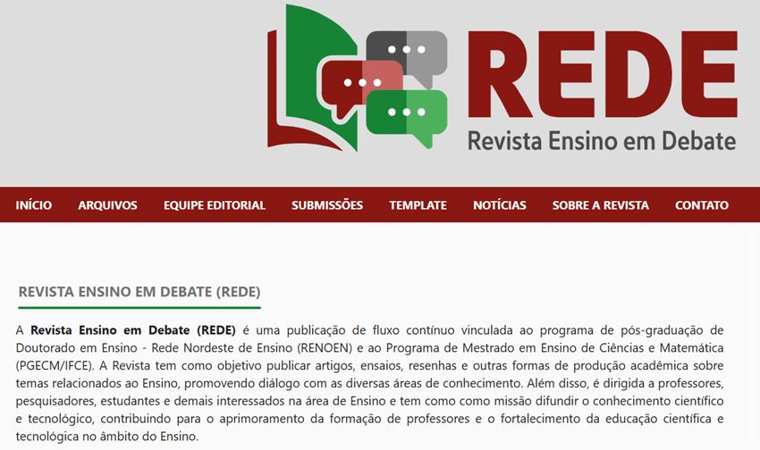Imagem 3 – Site da Revista Ensino em Debate em outubro de 2024
