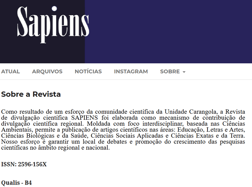 Imagem 3 – Site da revista Sapiens