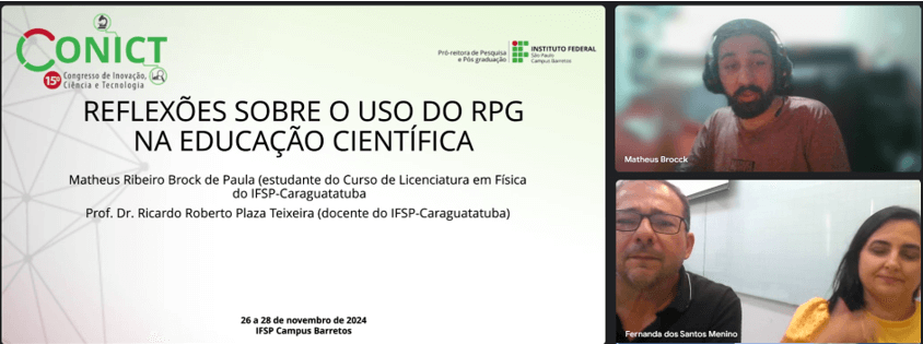 Imagem 2 – Matheus Ribeiro Brock de Paula e sua apresentação no CONICT de 2024