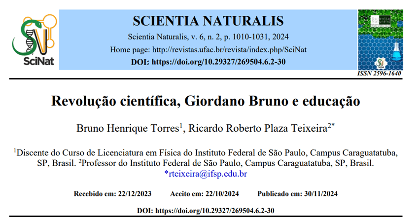 Imagem 2 – Início do artigo publicado na revista Scientia Naturalis