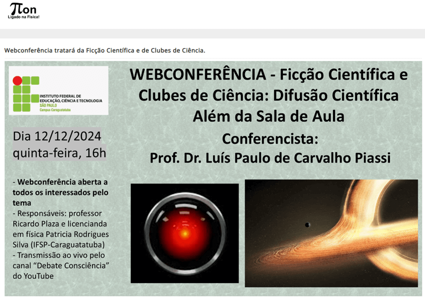Imagem 5 – Divulgação da webconferência pelo Portal Píon