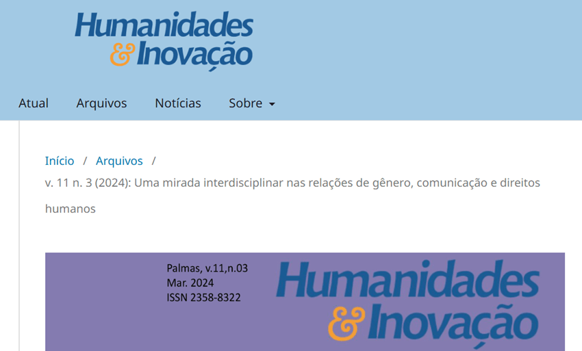 Imagem 3 – Site da revista Humanidades e Inovação