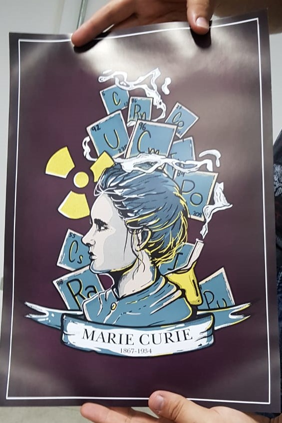 Pôster em homenagem à cientista Marie Curie