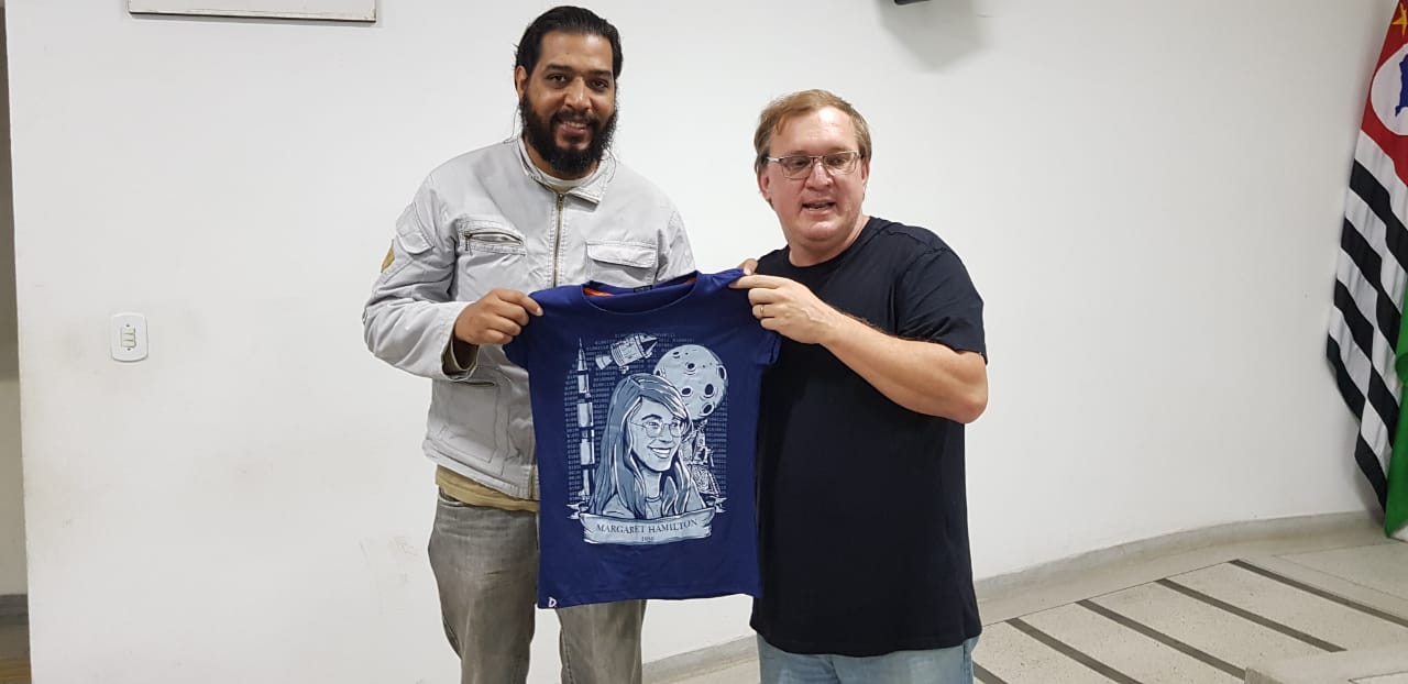 Samuel Franck com professor Nelson Alves