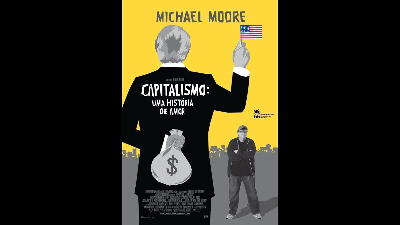 Foto: Imagem com cartaz para a divulgação do filme “Capitalismo – Uma história de amor”