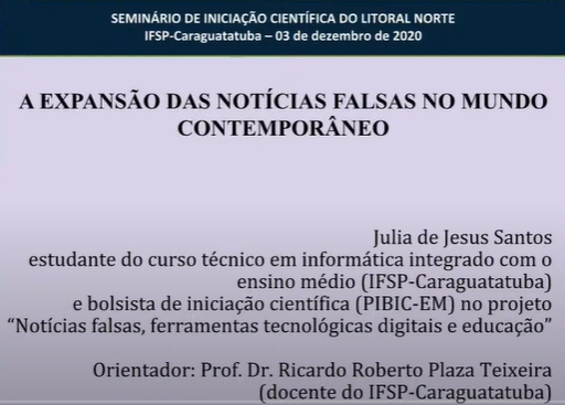 Slide inicial da apresentação realizada por Julia de Jesus Santos