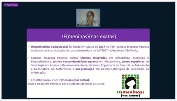 Imagem 8 - Apresentação do projeto IF meninas nas exatas