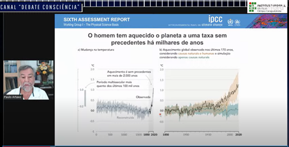 Imagem 5 - Slide mostrando a evolução histórica da temperatura do planeta Terra